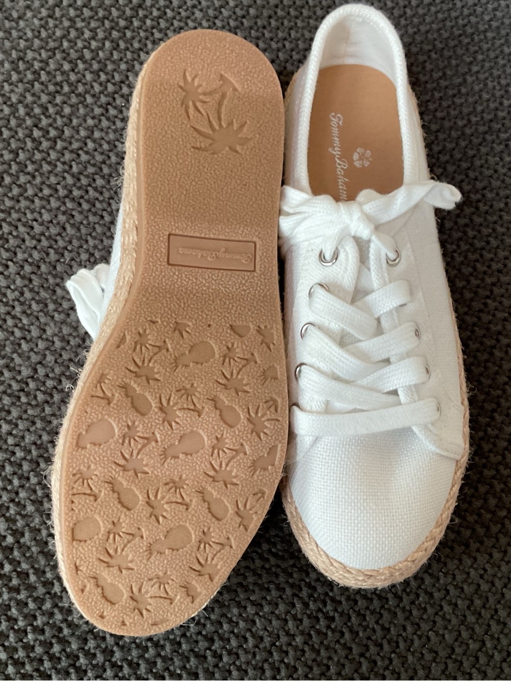 Tommy Bahama White Canvas Espadrille Lace-Up Sneakers with Jute Trim - Picture 5 of 7